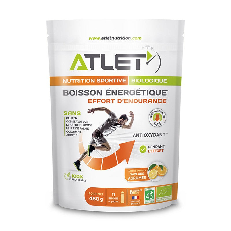 Boisson énergétique biologique agrumes 450g ATLET NUTRITION