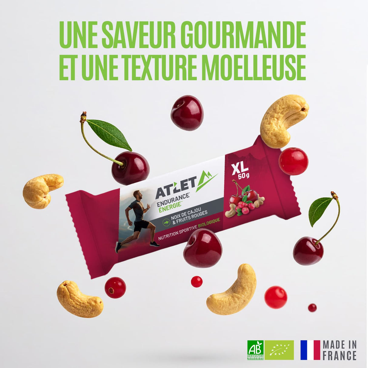 Barre énergétique noix de cajou fruits rouges Atlet
