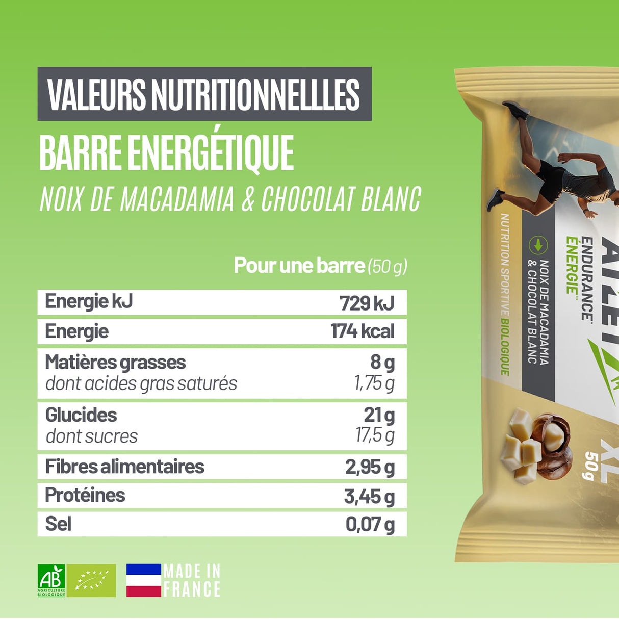 Barre énergétique bio macadamia & chocolat blanc