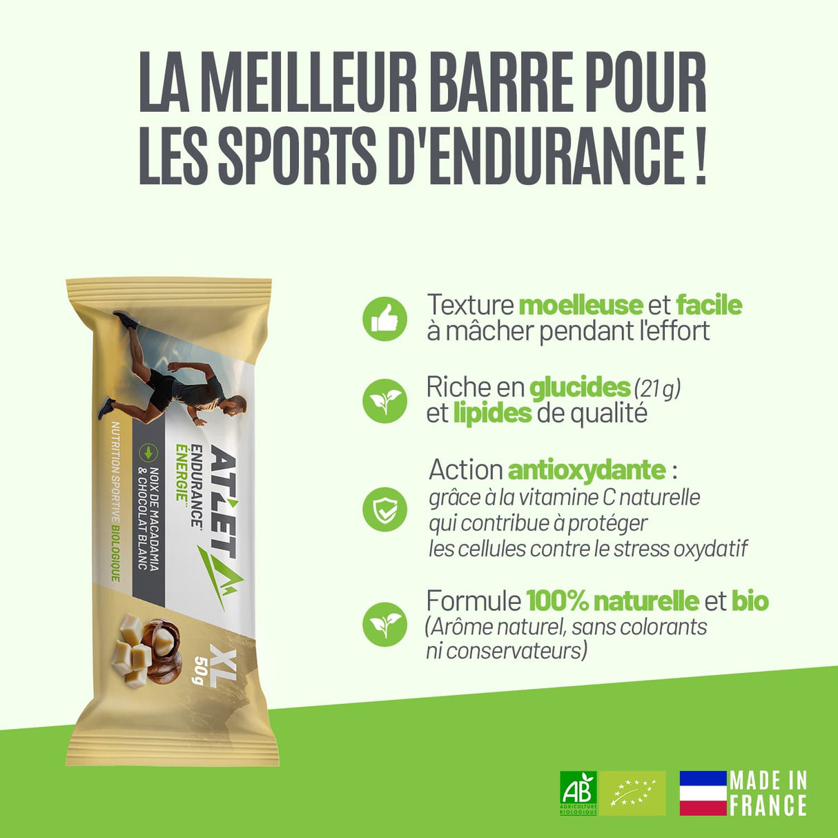 Barre énergétique bio macadamia & chocolat blanc