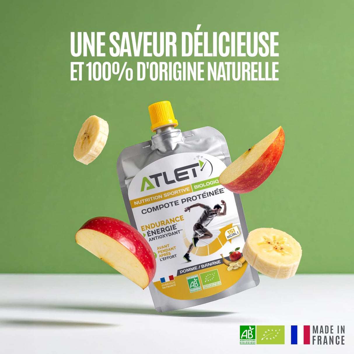 Compote énergétique pomme banane saveur délicieuse