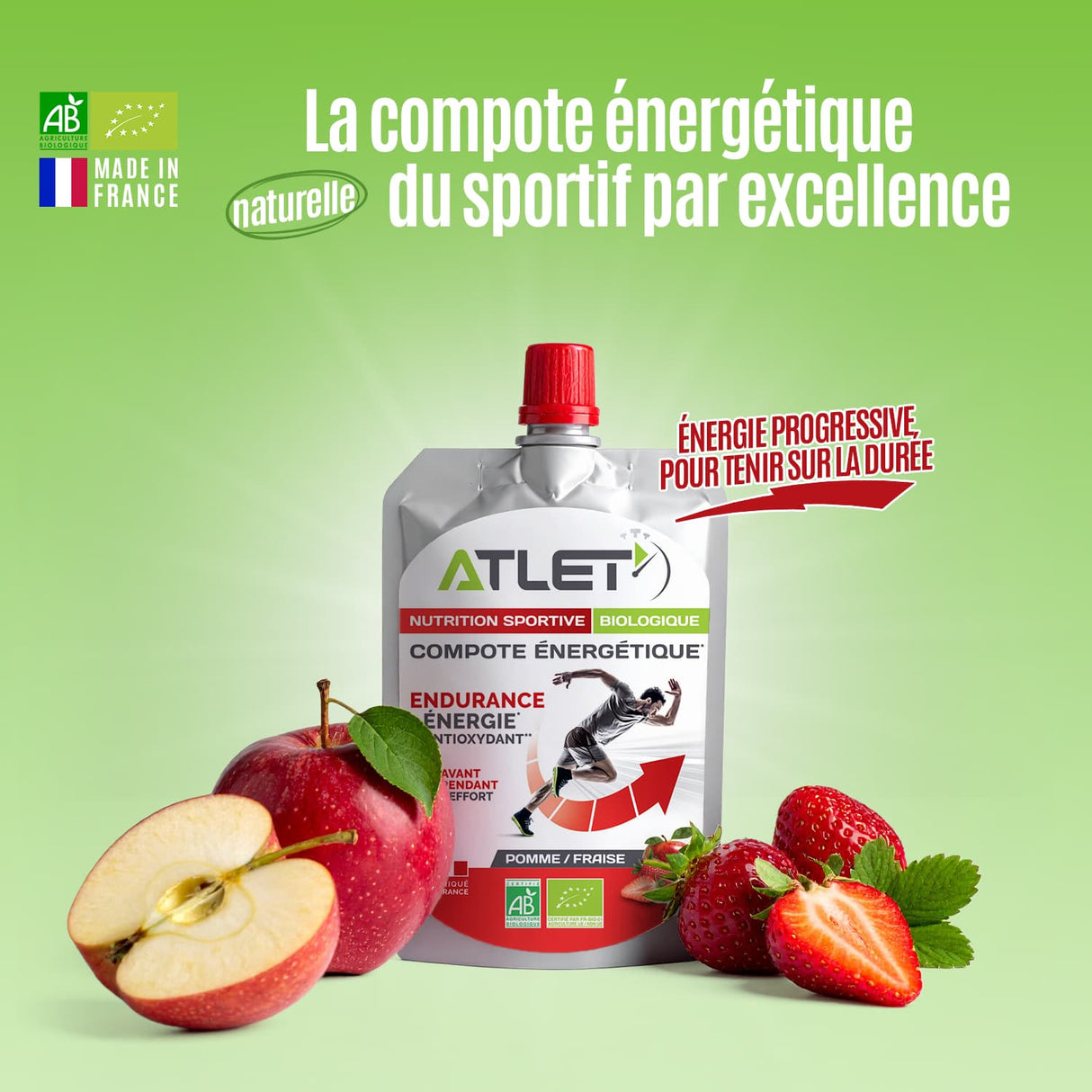Compote énergétique pomme fraise caractéristiques