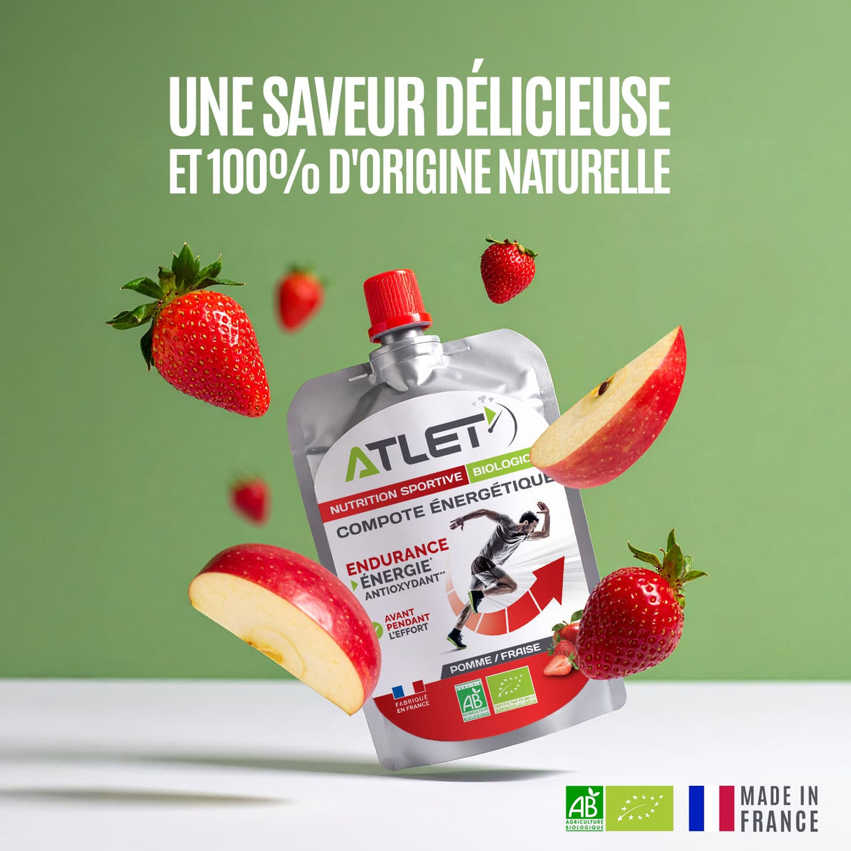 Compote énergétique pomme fraise saveur