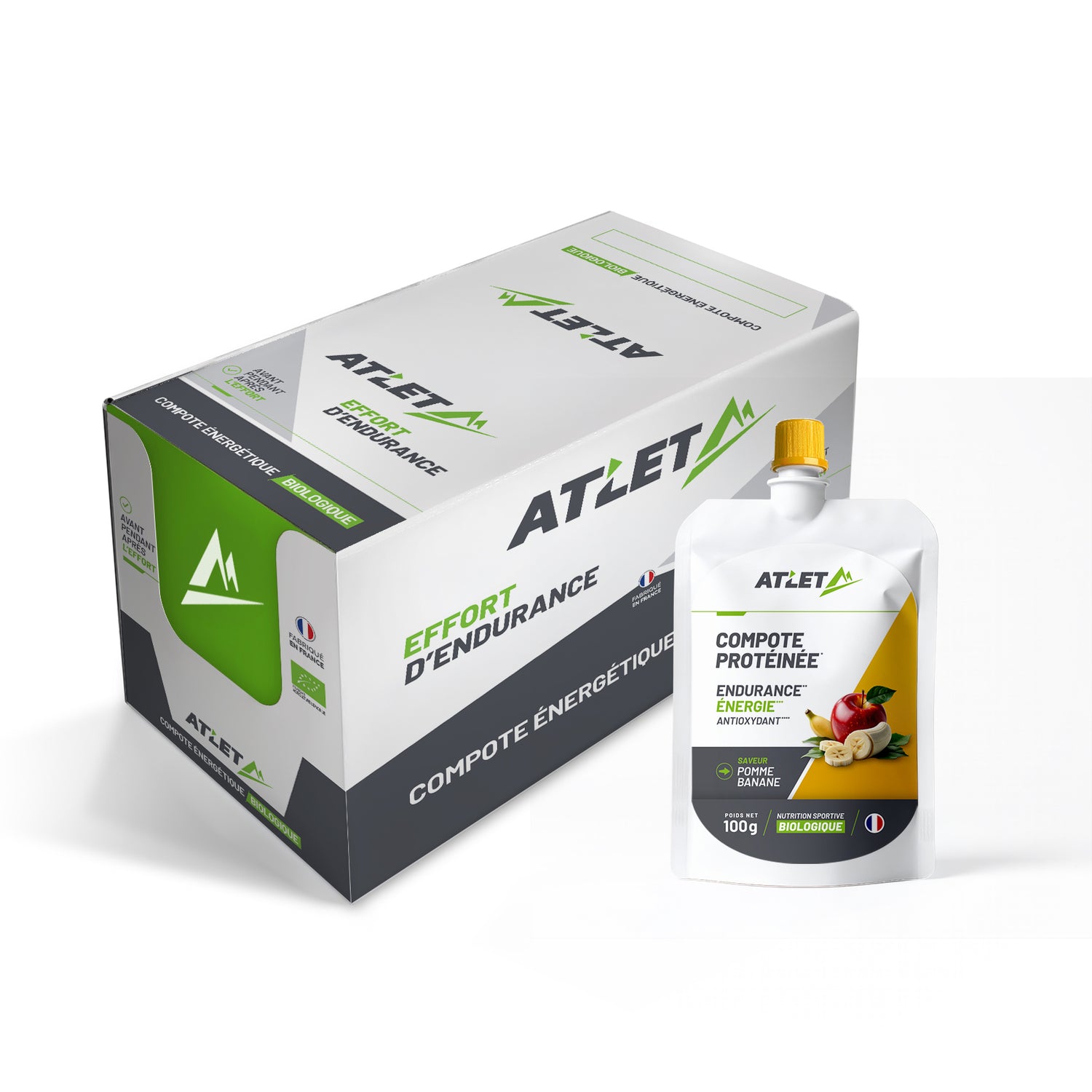 Boite de 18 compotes protéinées bio pomme-banane
