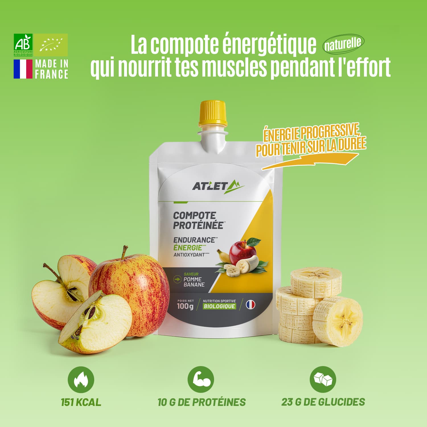 Boite de 18 compotes protéinées bio pomme-banane