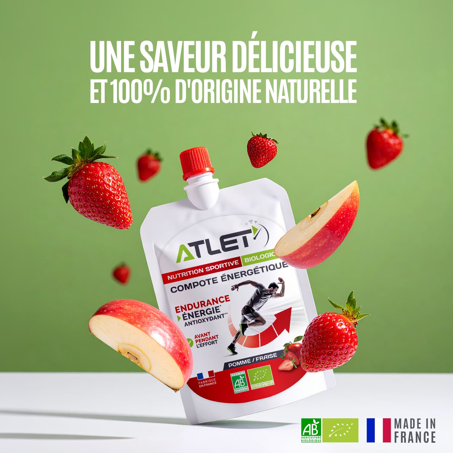 Boîte de 18 compotes énergétiques bio pomme–fraise