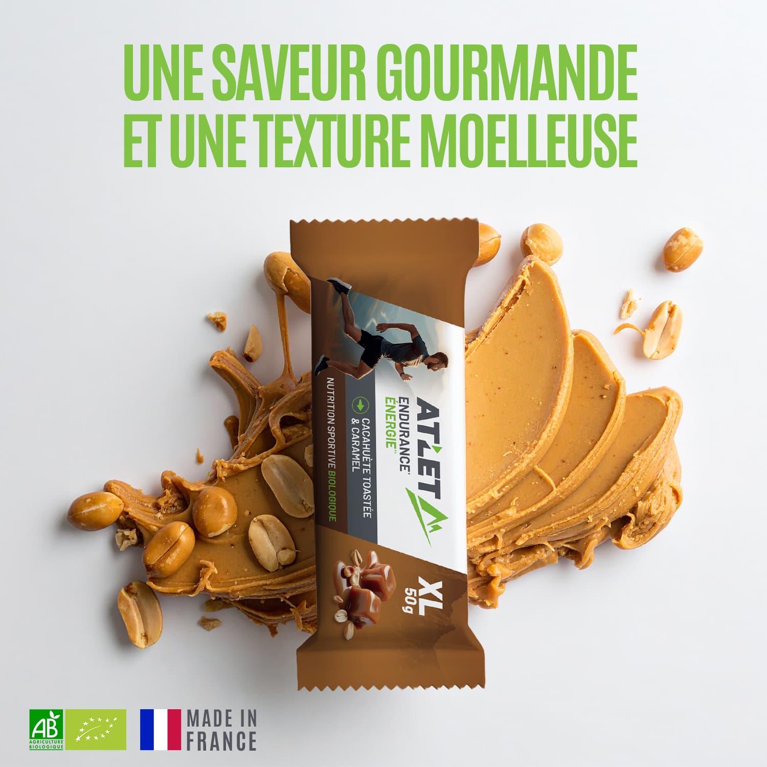 Barre Atlet cacahuète toastée & caramel saveur gourmande