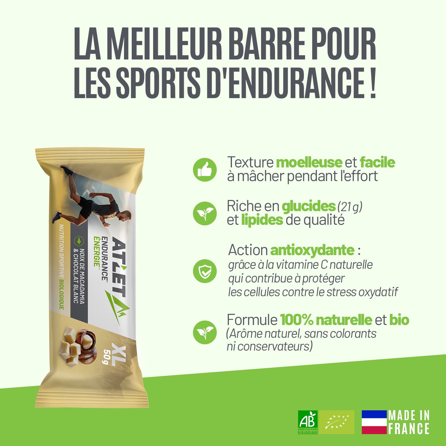 Barre énergétique bio macadamia & chocolat blanc