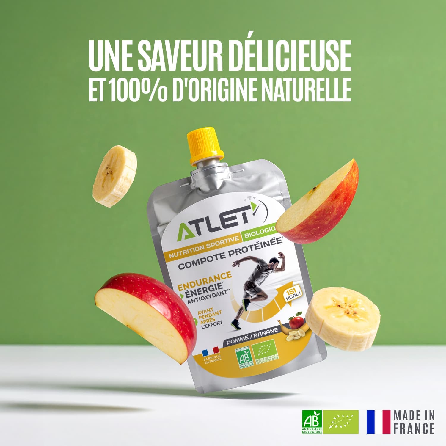 Compote énergétique pomme banane saveur délicieuse