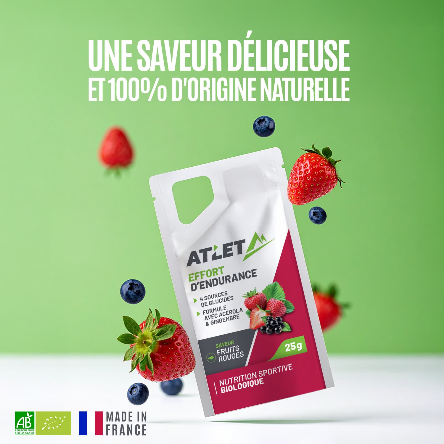 Saveur gel énergétique fruits rouges Atlet